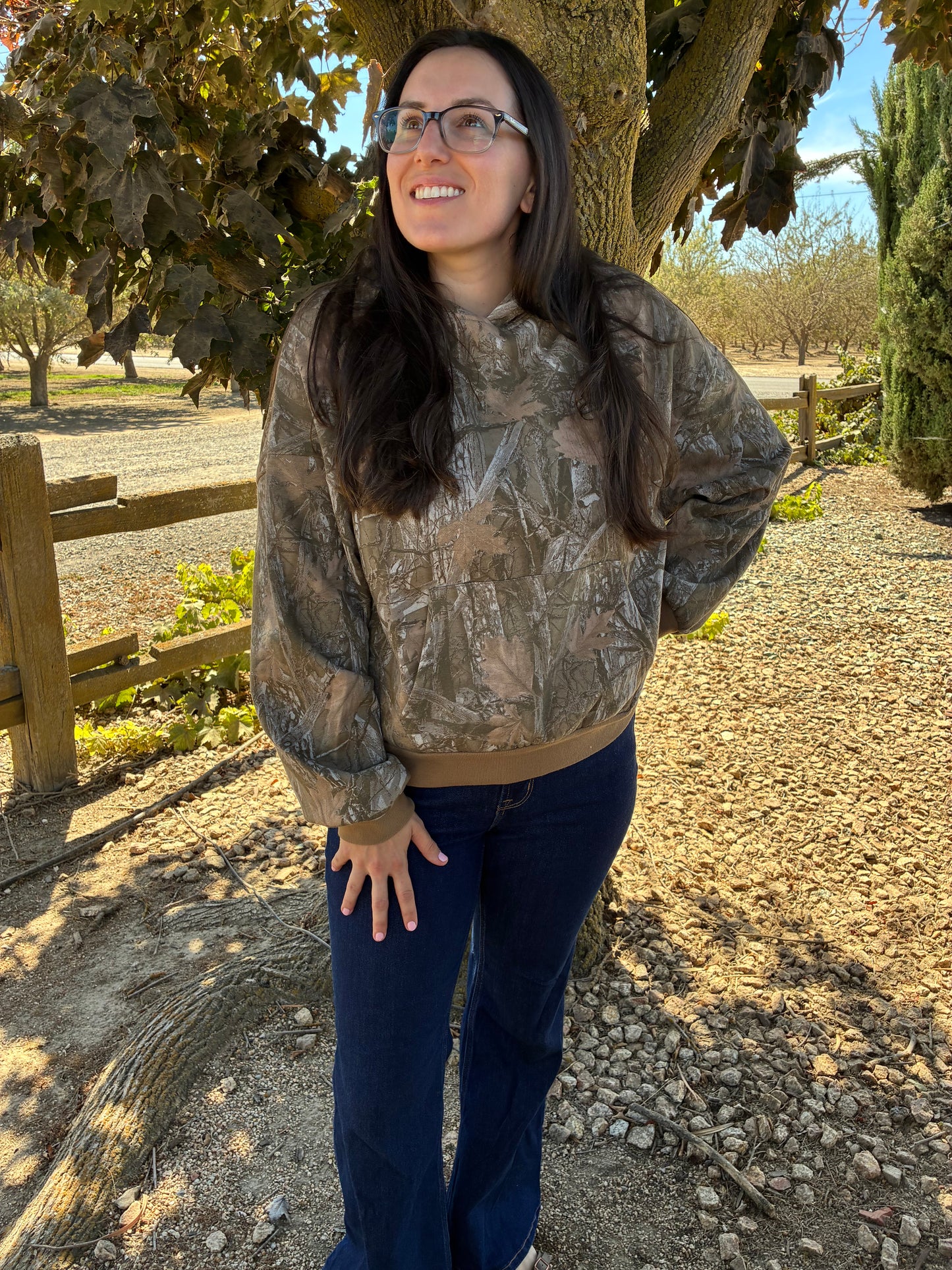Tree Camouflage Hoodie with Kangaroo Pocket
