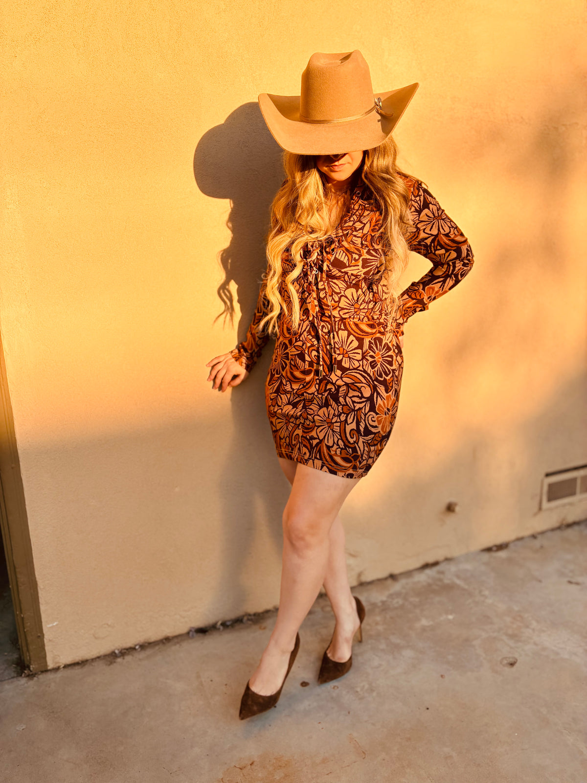 Floral Lace Up Mini Dress