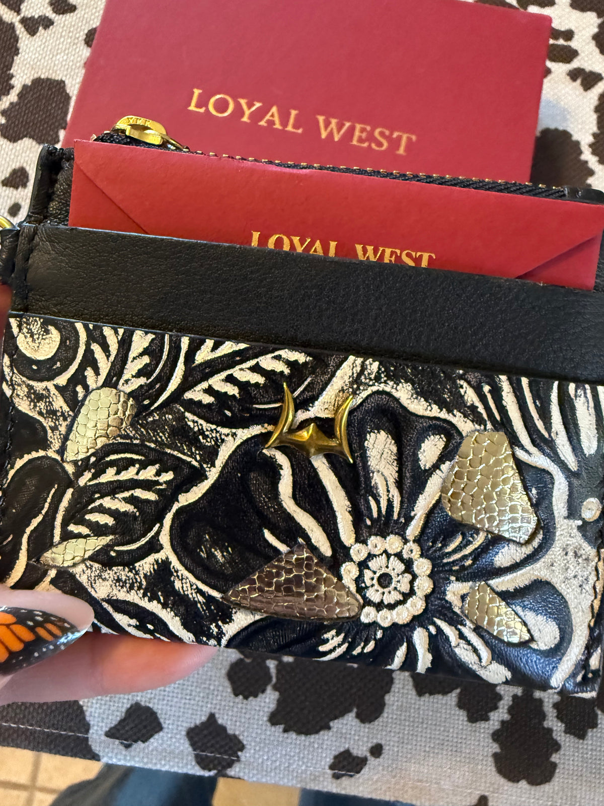 Loyal West Shell Credit Card Holder Black Floral