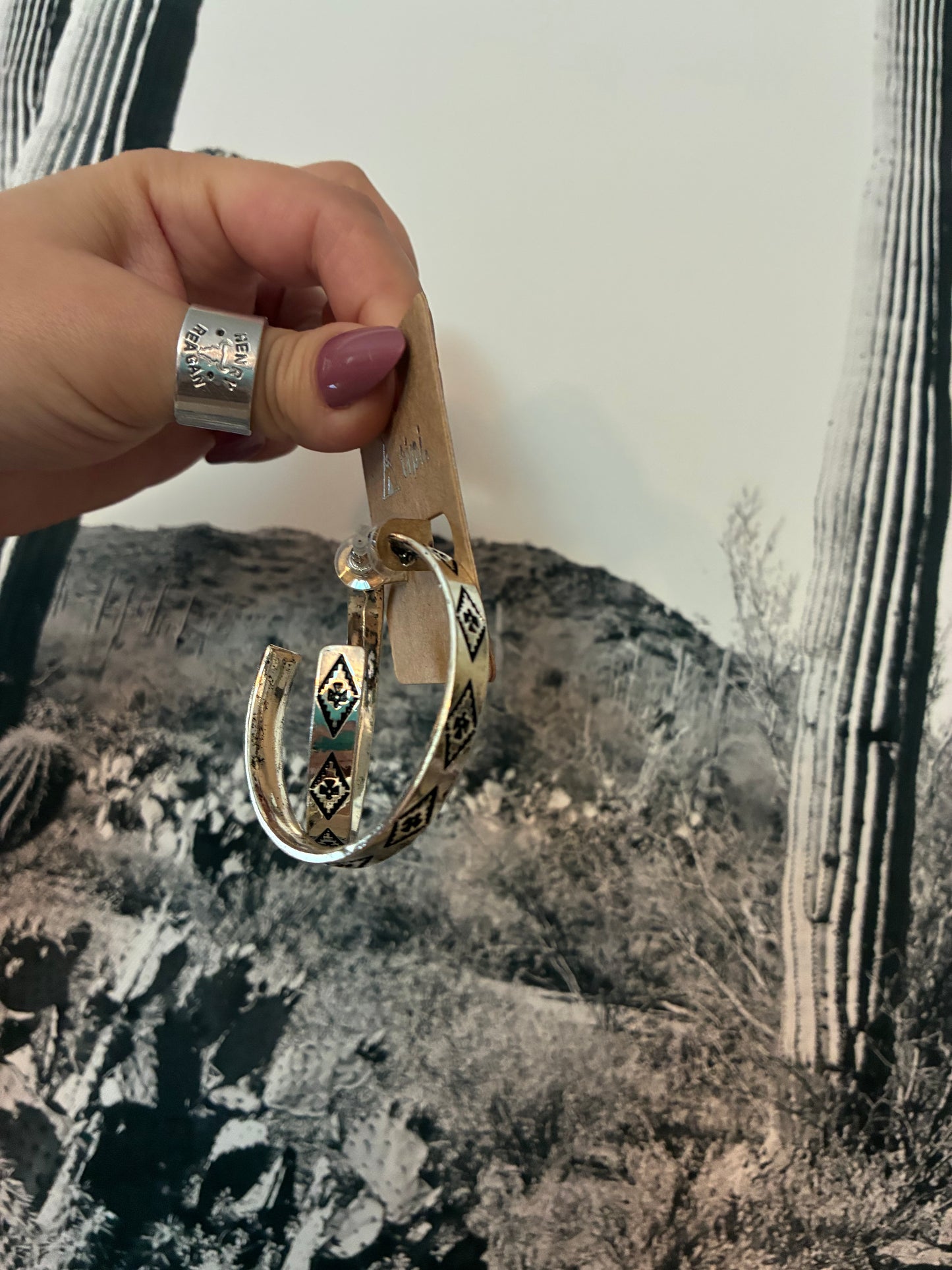Western Large Hoop Earrings - aztec