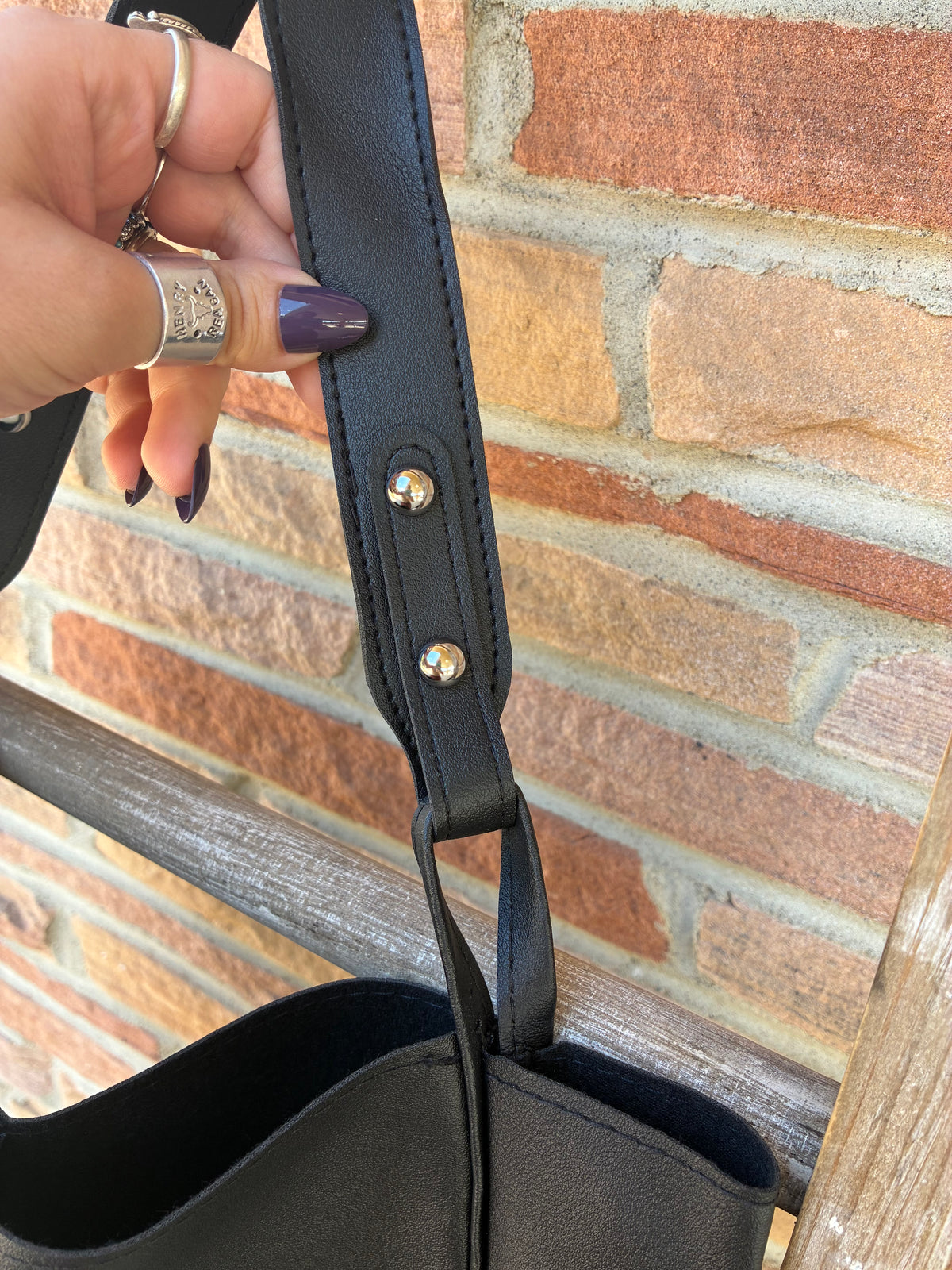 Black Simple Trendy Vegan Leather Shoulder Pouch Bag