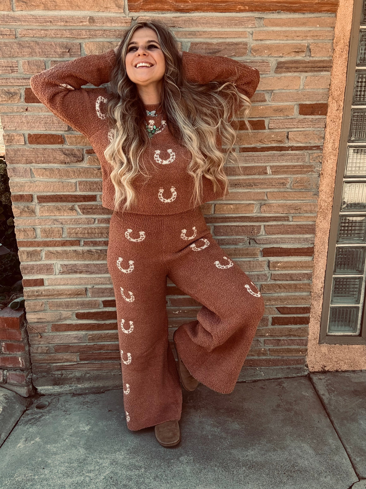Cozy Horseshoe Knit Pants Set