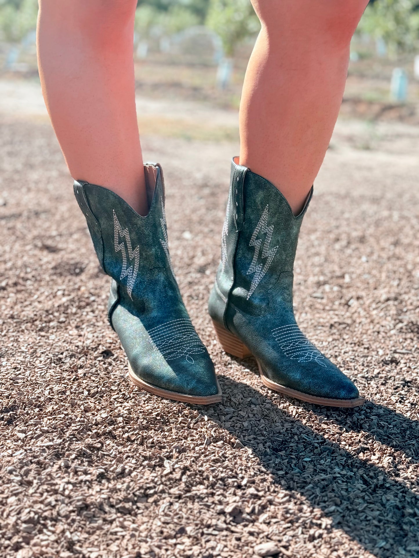 Bowie Teal Metallic Boots