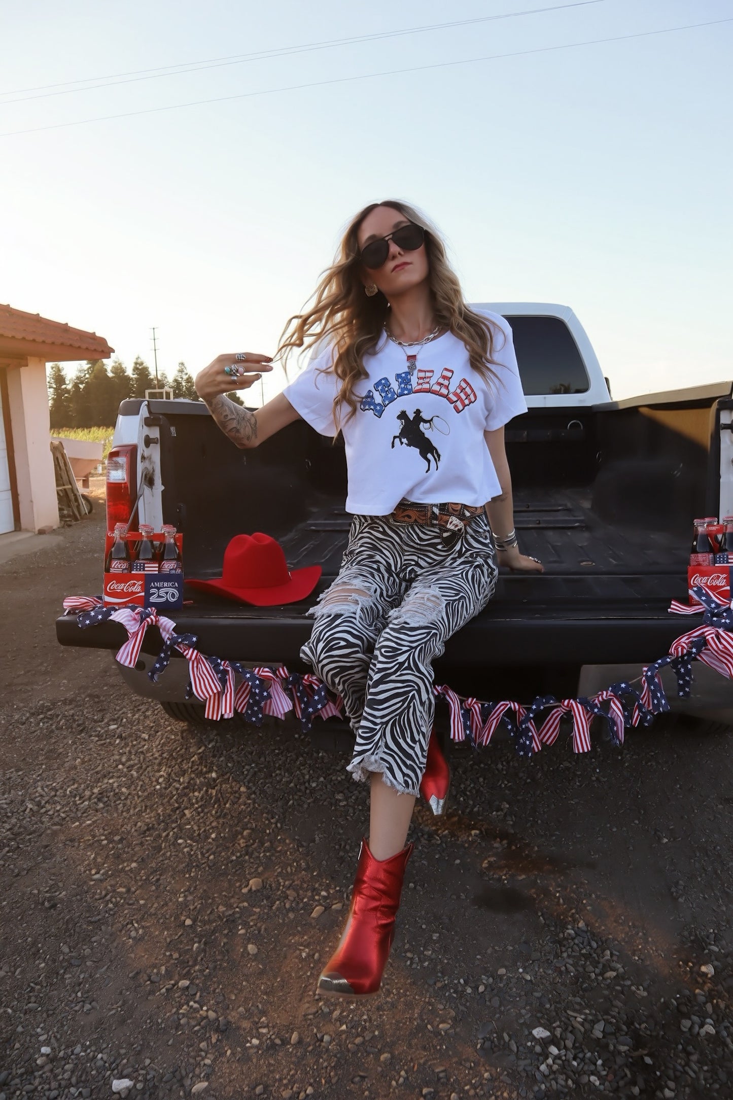 Yeehaw American Cowboy Crop Tee