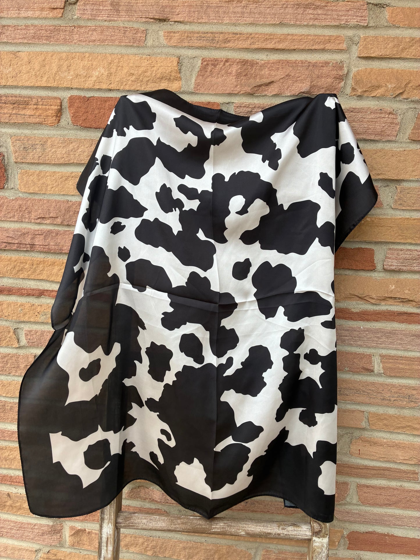 Black Cow Print Square Bandana Scarf