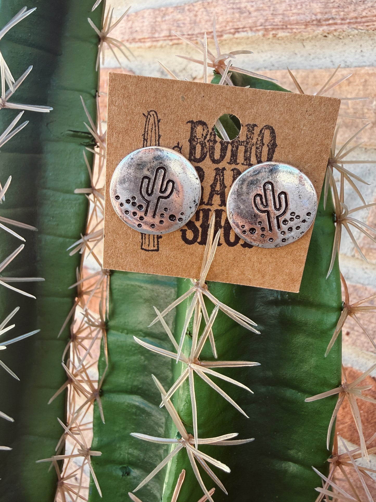 Stamped Cactus Stud earrings