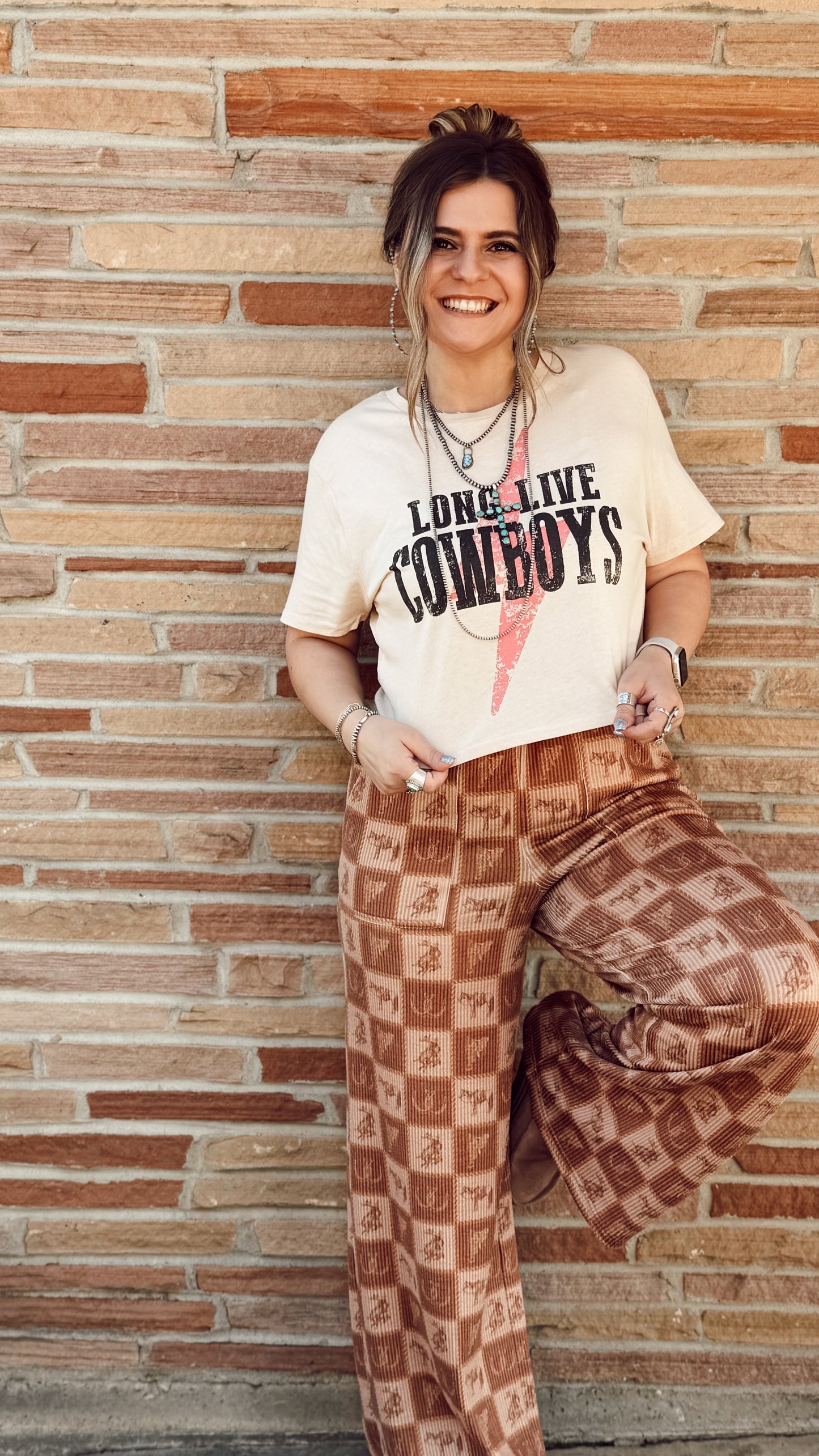 The Cozy Cowpony Pants - Brown Checker print