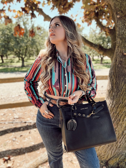 Loyal West Standard Medium Tote Bag in Calfskin Black