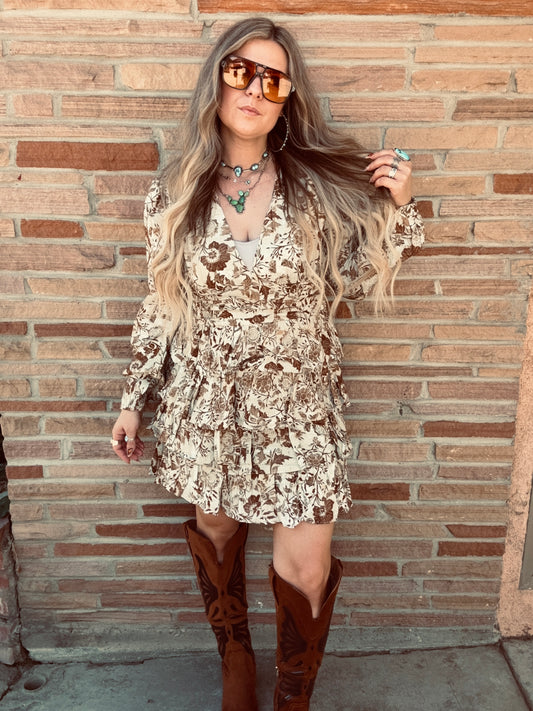 Floral Print Ruffle Mini Dress