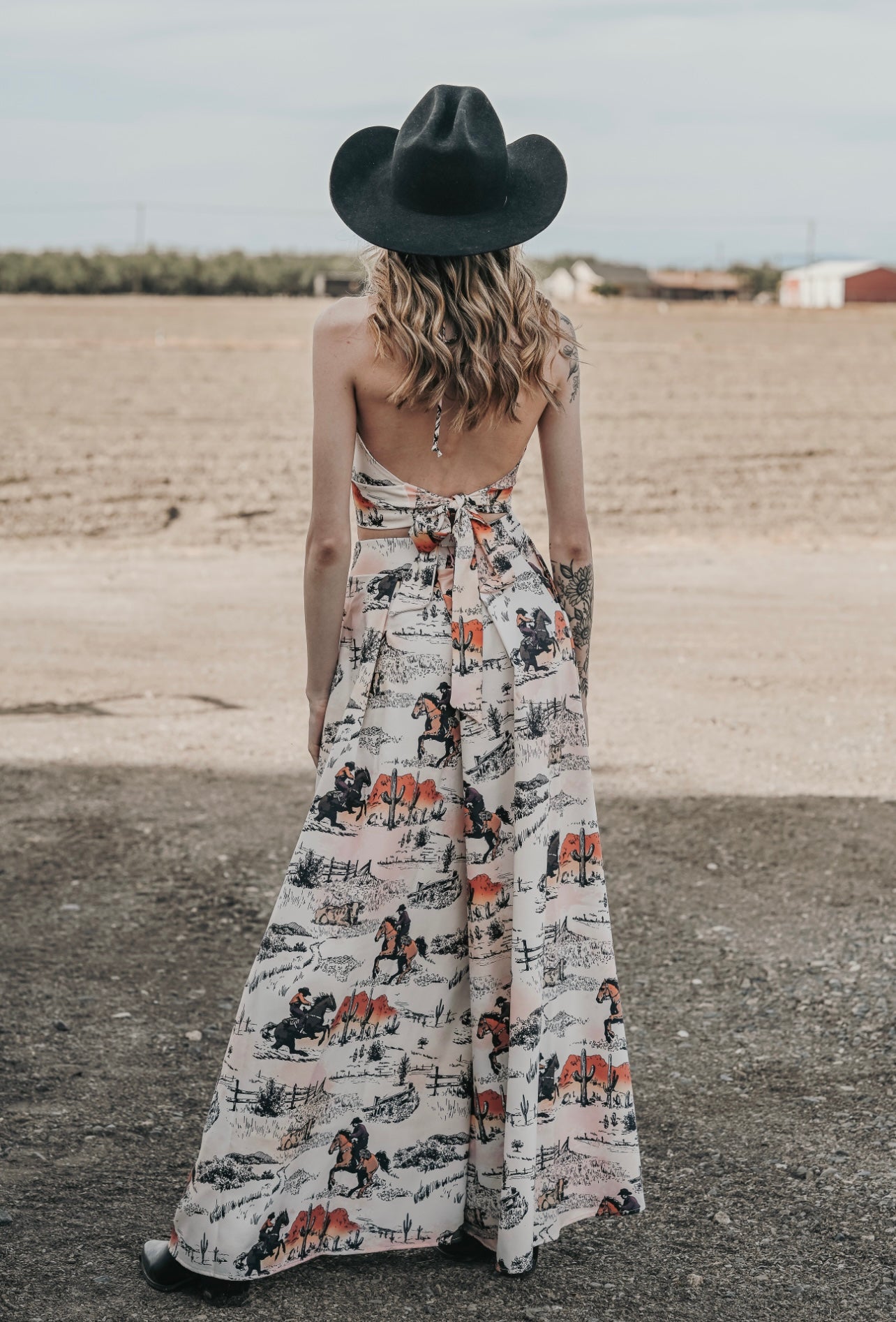 Vintage Western Horse Print Pants and Top Set