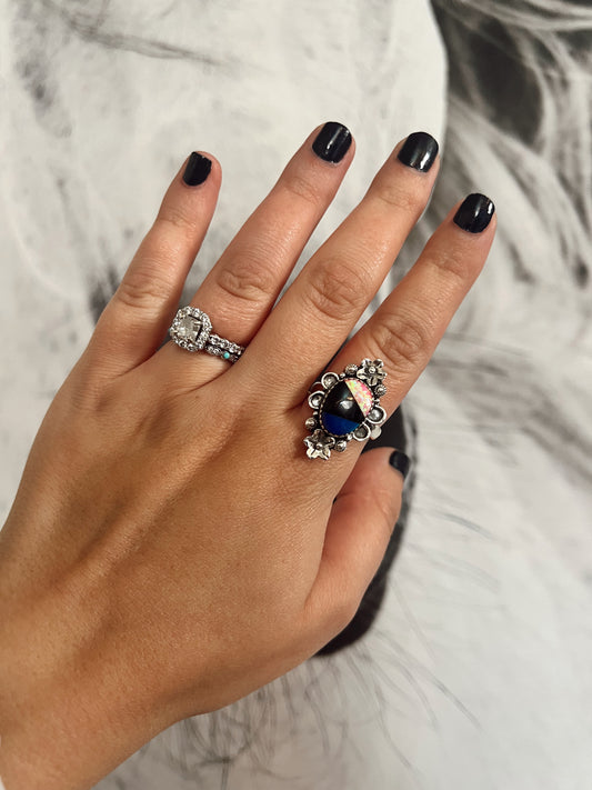 Flower Multi Stone Ring (Sterling Silver)