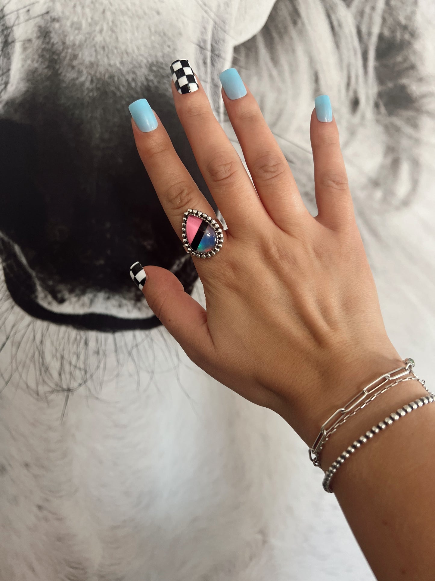 Pink Candy Teardrop Ring (Sterling Silver)