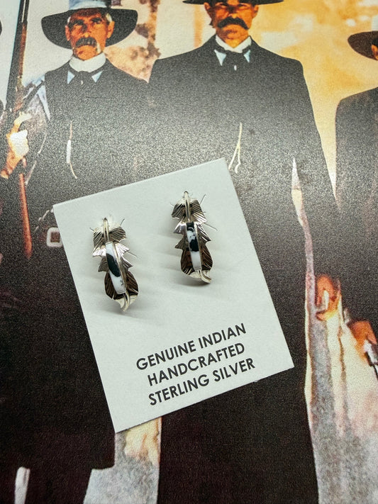 925 sterling silver Genuine Indian Handcrafted white buffalo feather earrings