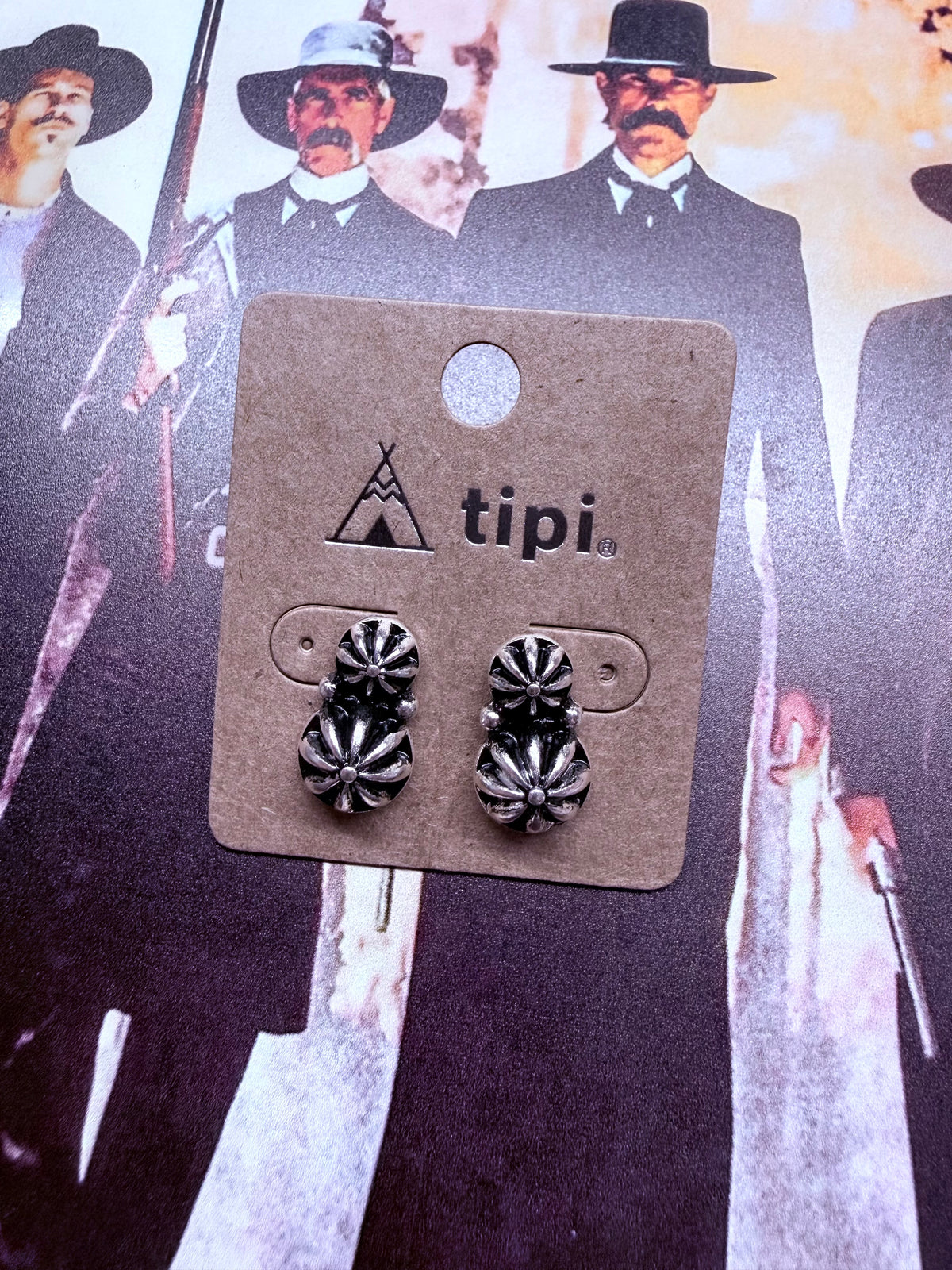 Western Double Concho Post Earrings