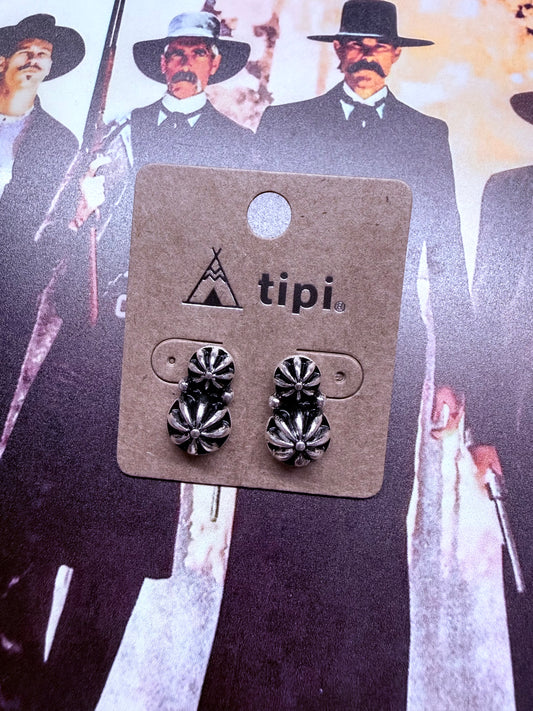 Western Double Concho Post Earrings