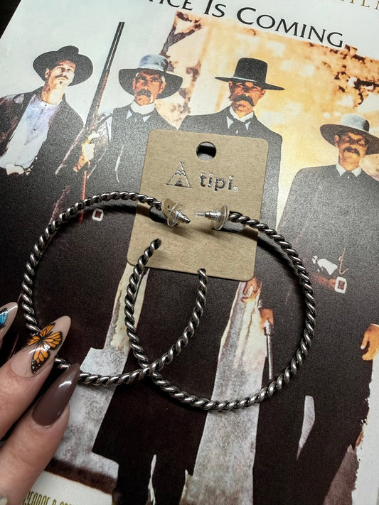 Western Twisted Large Hoop Earrings
