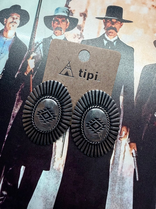 Western Concho Design Post Earrings
