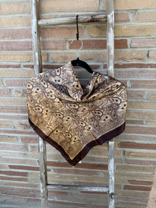 Brown/Carmel paisley print wild rag
