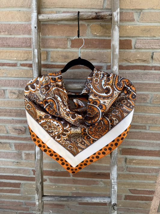 Bright Orange/Rust & Paisley Print Wild Rag