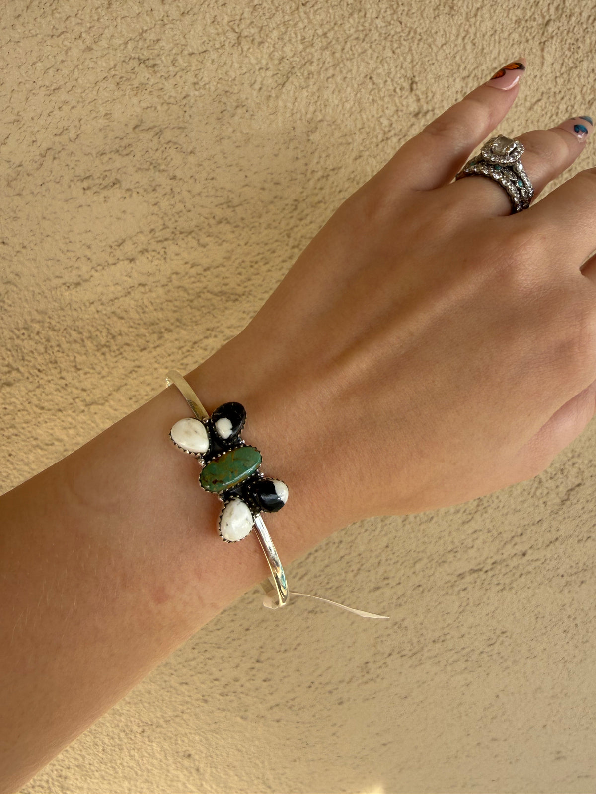 925 sterling silver butterfly white buffalo & Stella blue cuff