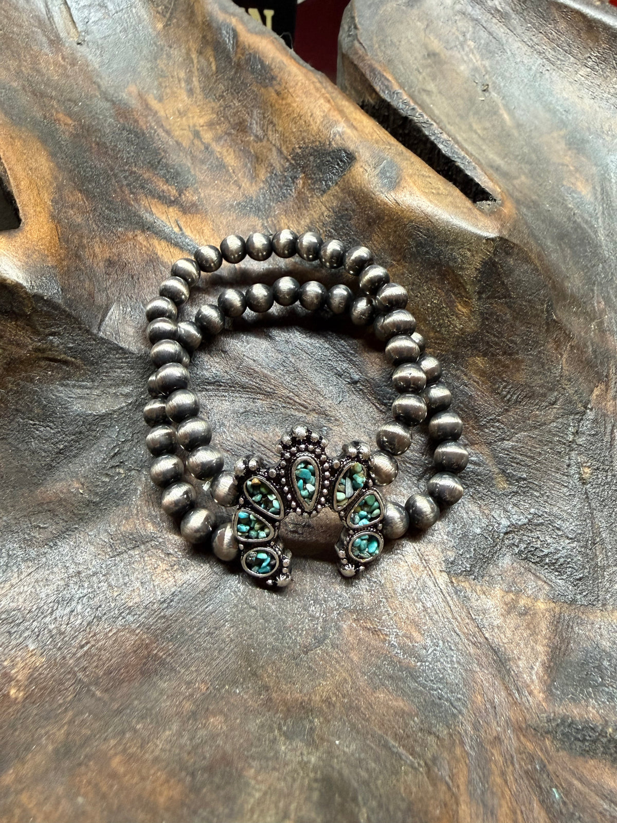 Faux Navajo Pearl Druzy Stretch Bracelet
