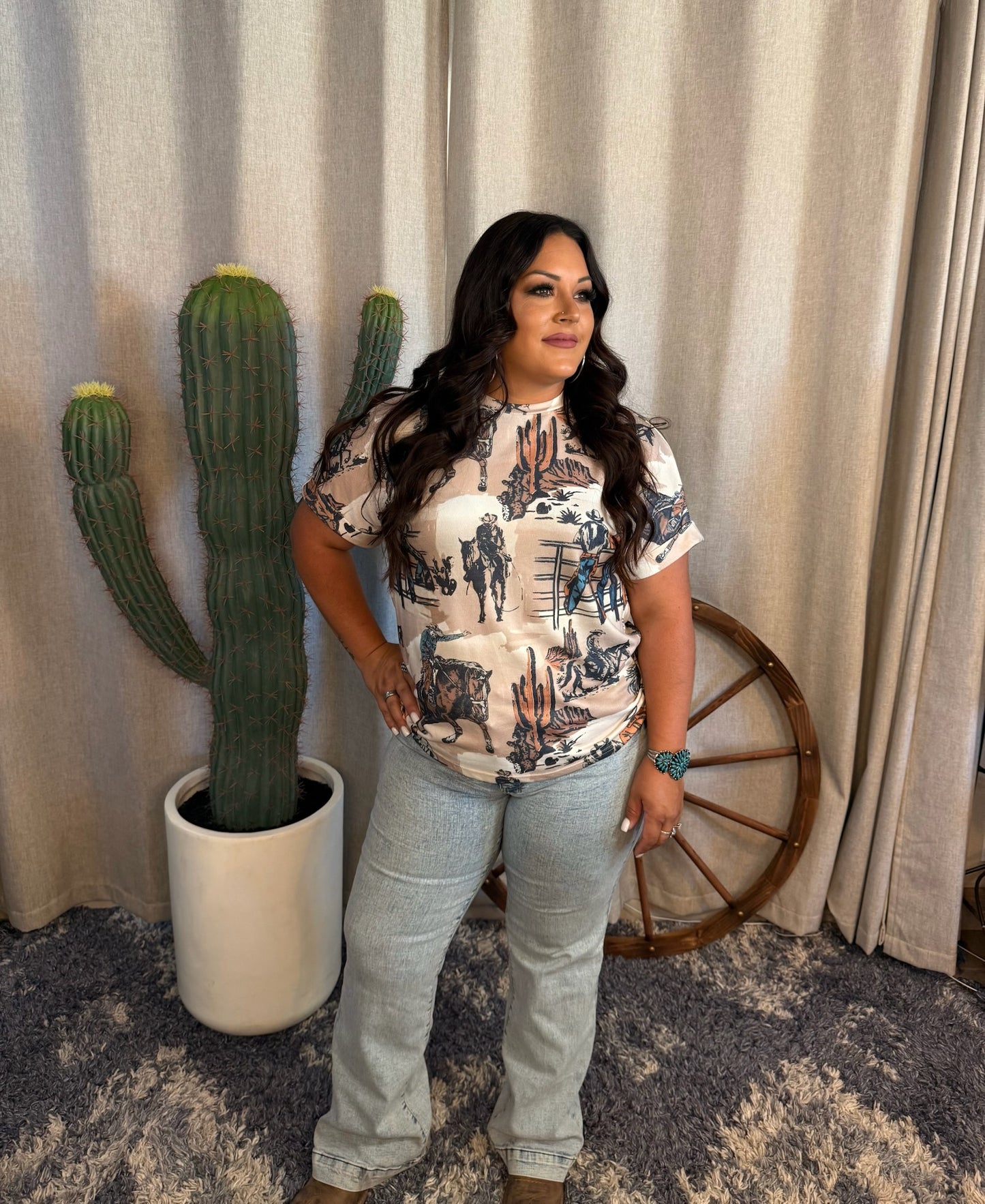 Western Cowboy Print Tee