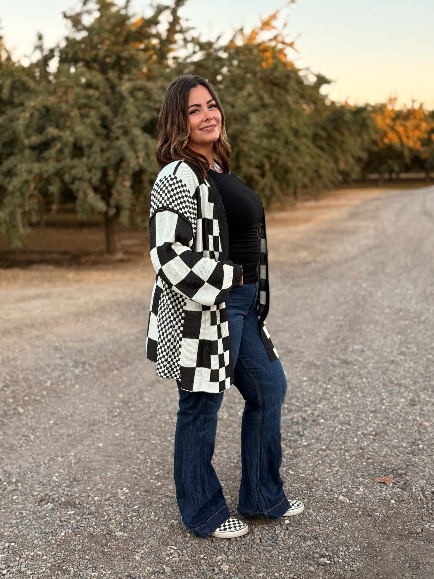 Chasin' You Checkered Cardigan