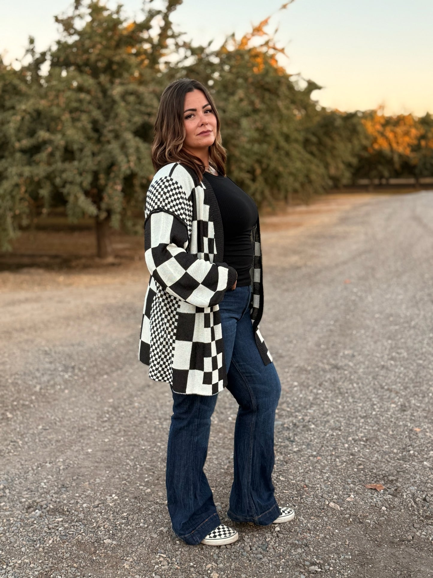 Chasin' You Checkered Cardigan