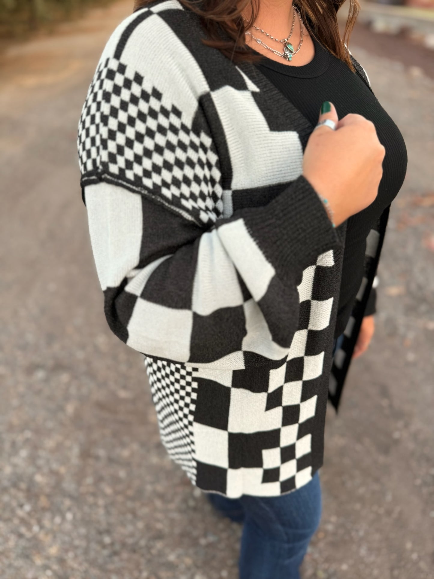 Chasin' You Checkered Cardigan