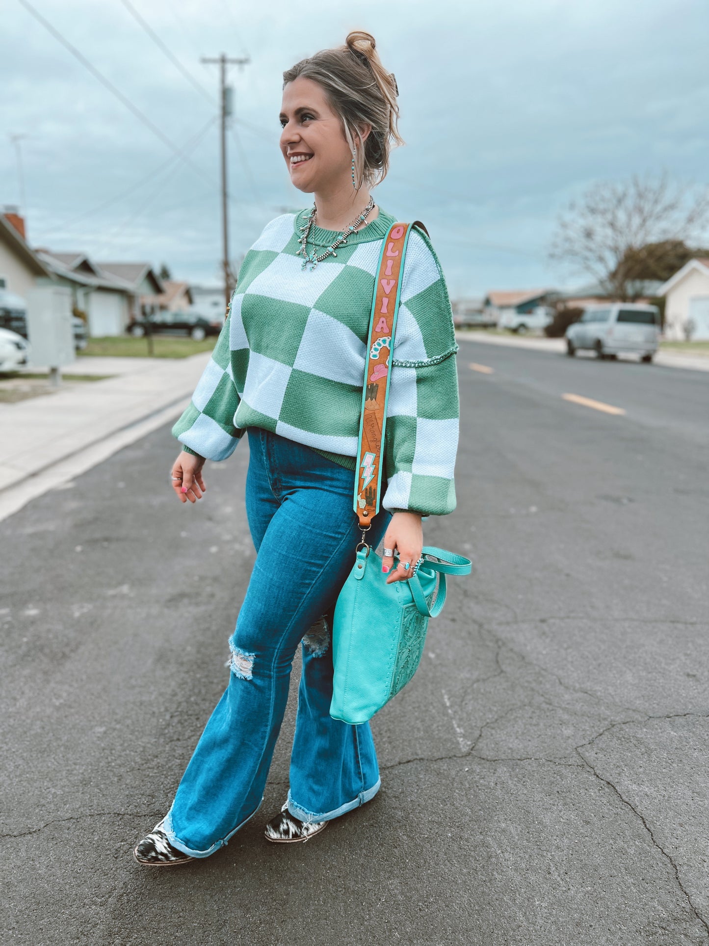 Checkered Green Sweater