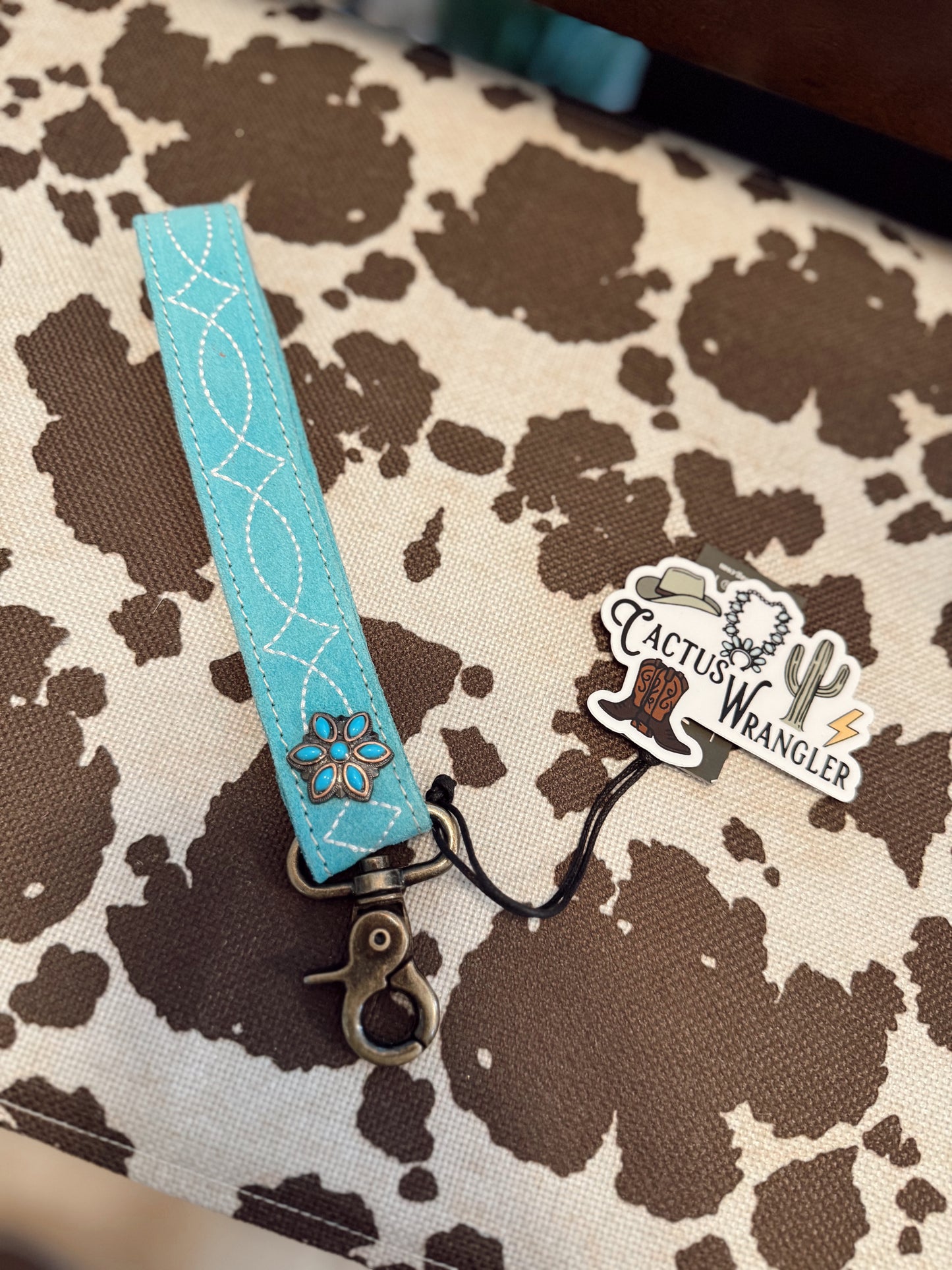 Sunset Turquoise Rodeo Rose Key Fob