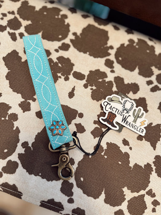 Sunset Turquoise Rodeo Rose Key Fob