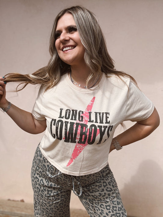 Long Live Cowboys Dust Colored Crop Top