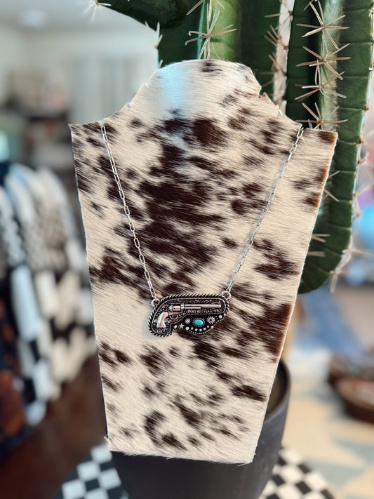Pistol and Turquoise Necklace
