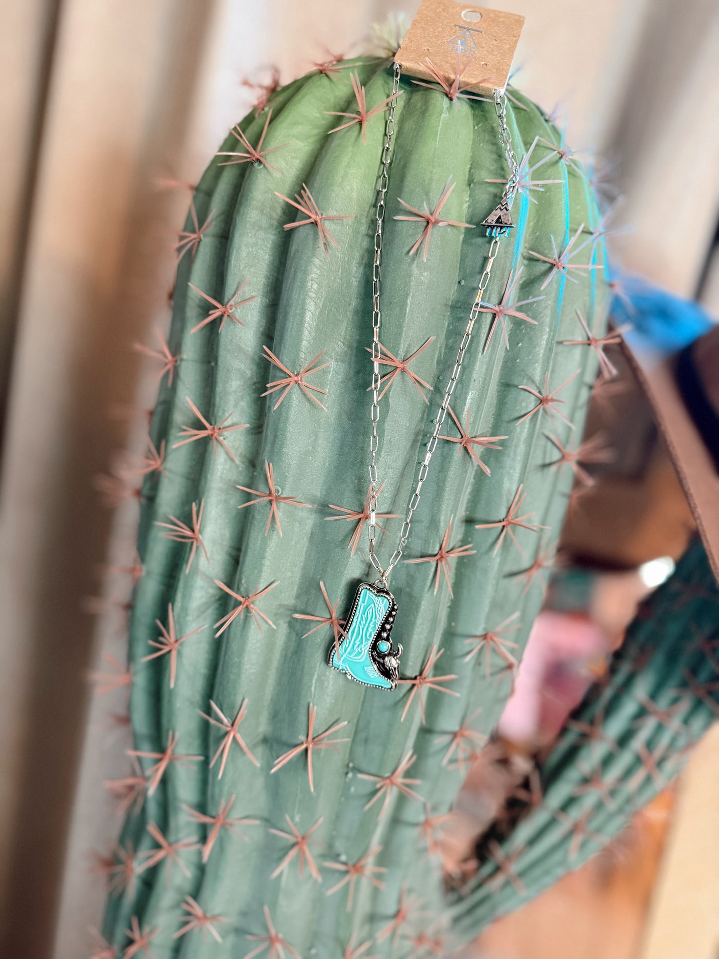 Turquoise Cowboy Boot Necklace