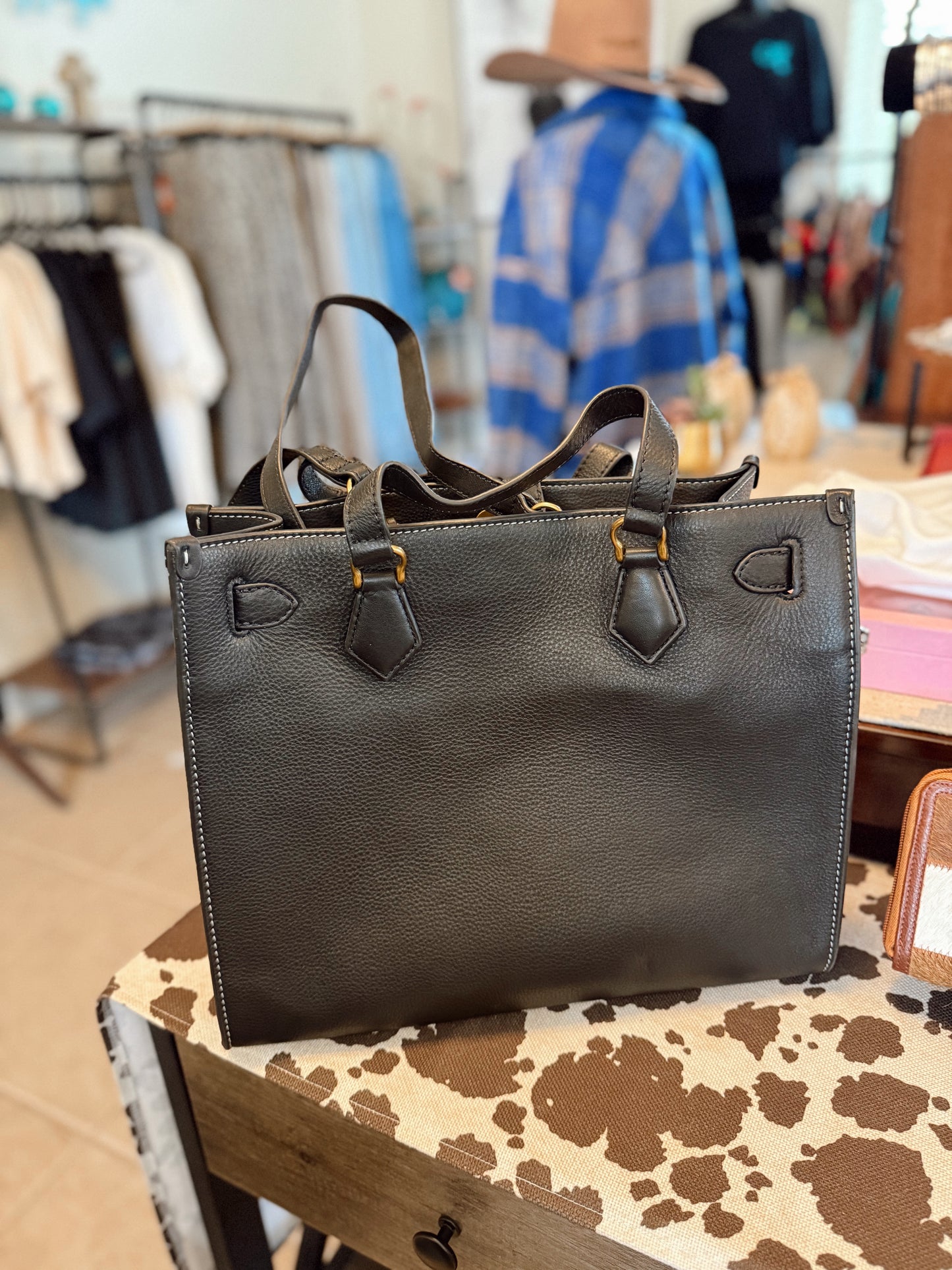 Loyal West Standard Medium Tote Bag in Calfskin Black