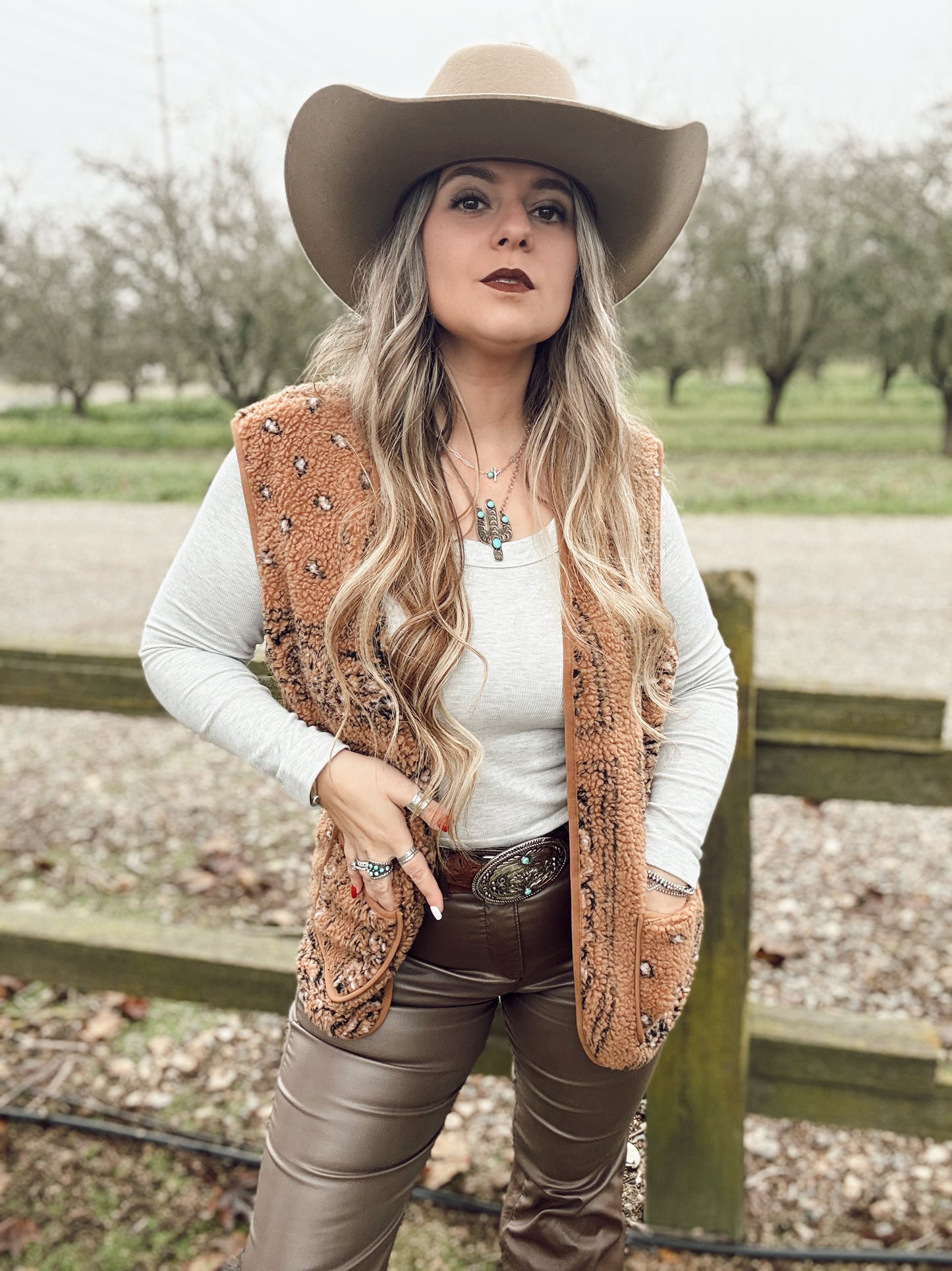 Sherpa Paisley Print Pocketed Vest