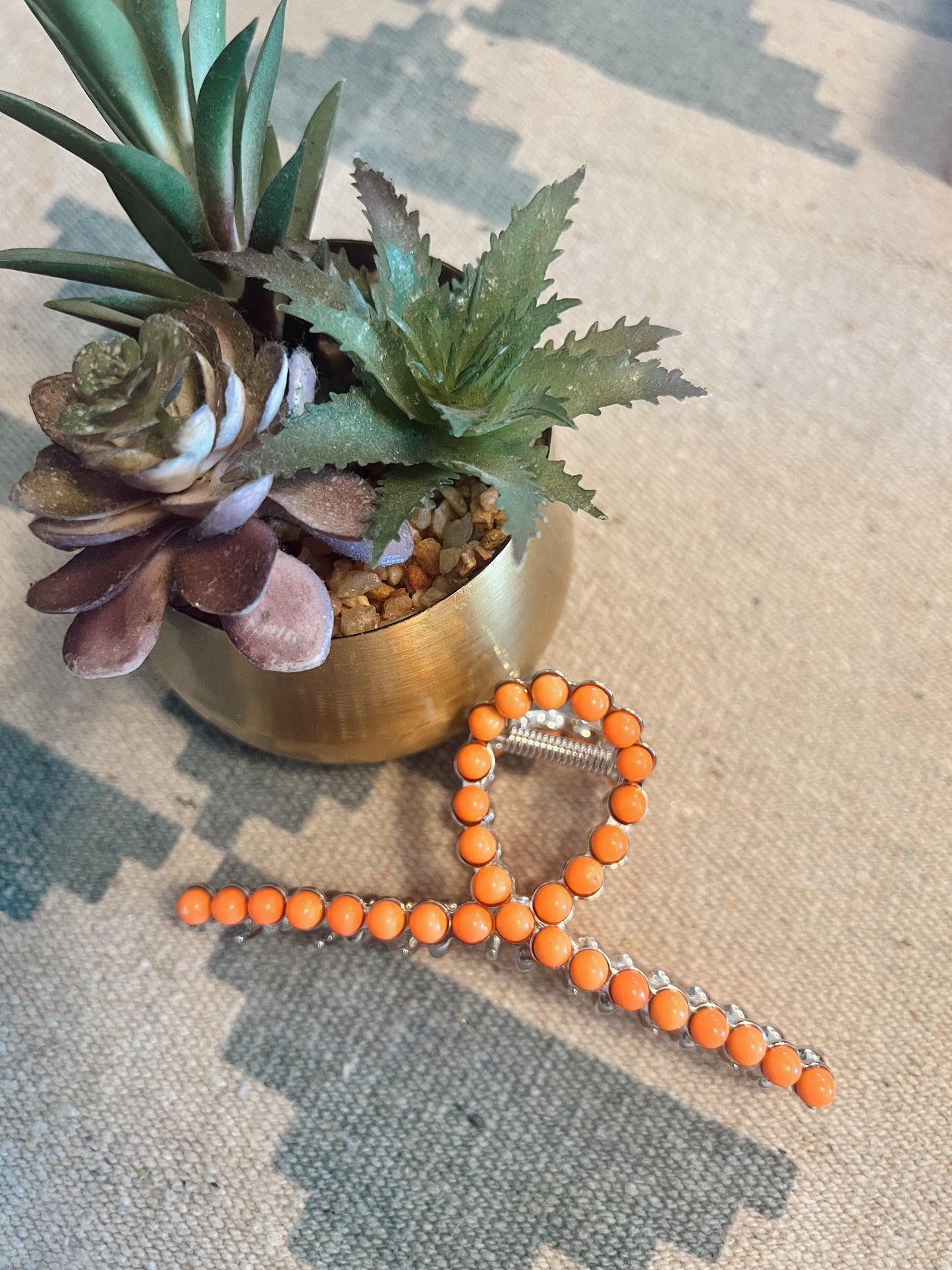 Orange Stone Claw Clip