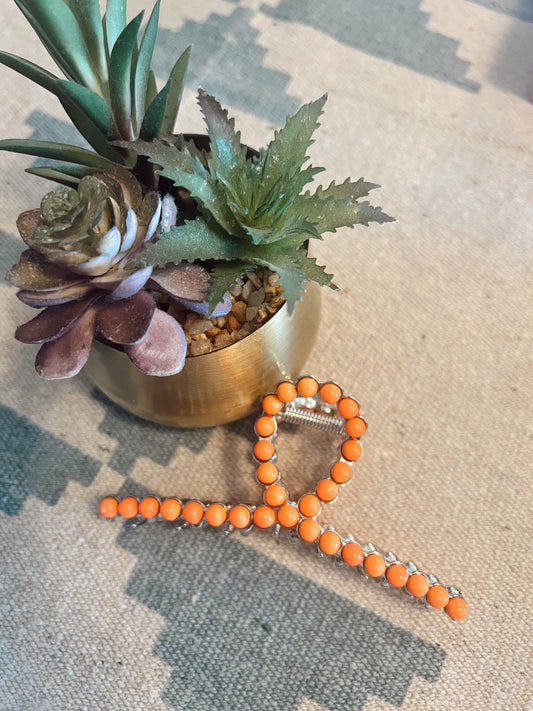 Orange Stone Claw Clip