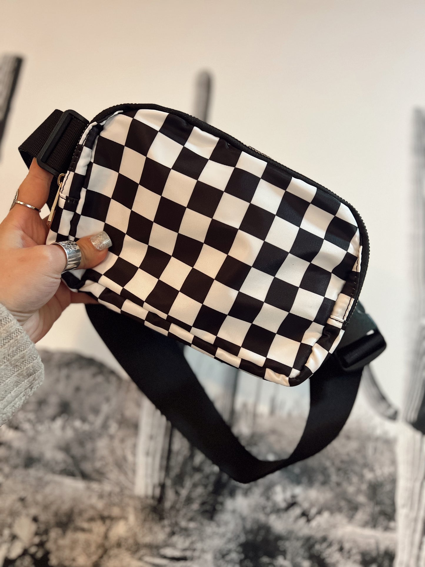 Checkered Crossbody Belt Bag