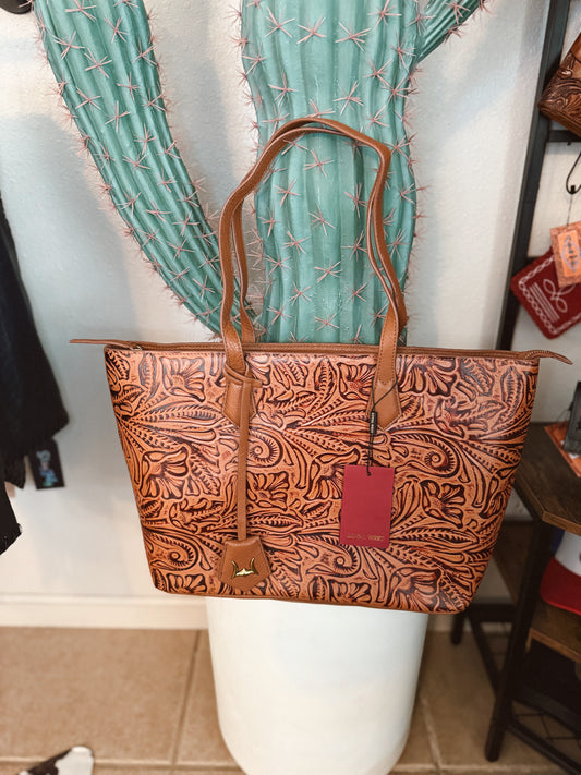 Loyal West California Poppy Large Brown Floral Bag