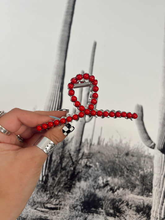 Red Stone Claw Clip