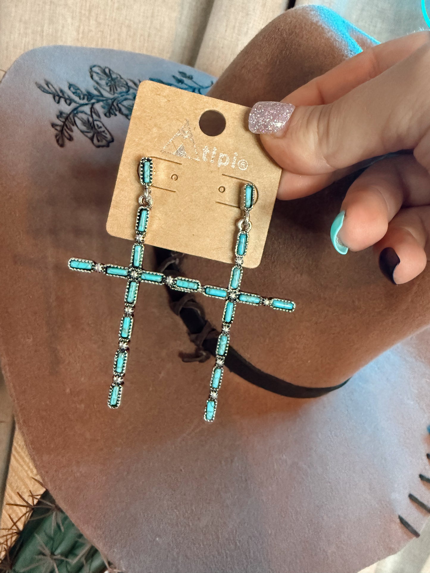 Turquoise Cross Earrings
