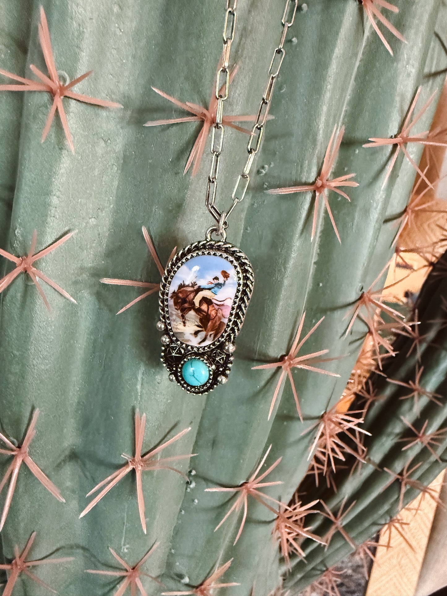Vintage Vibes Bronc Rider Necklace