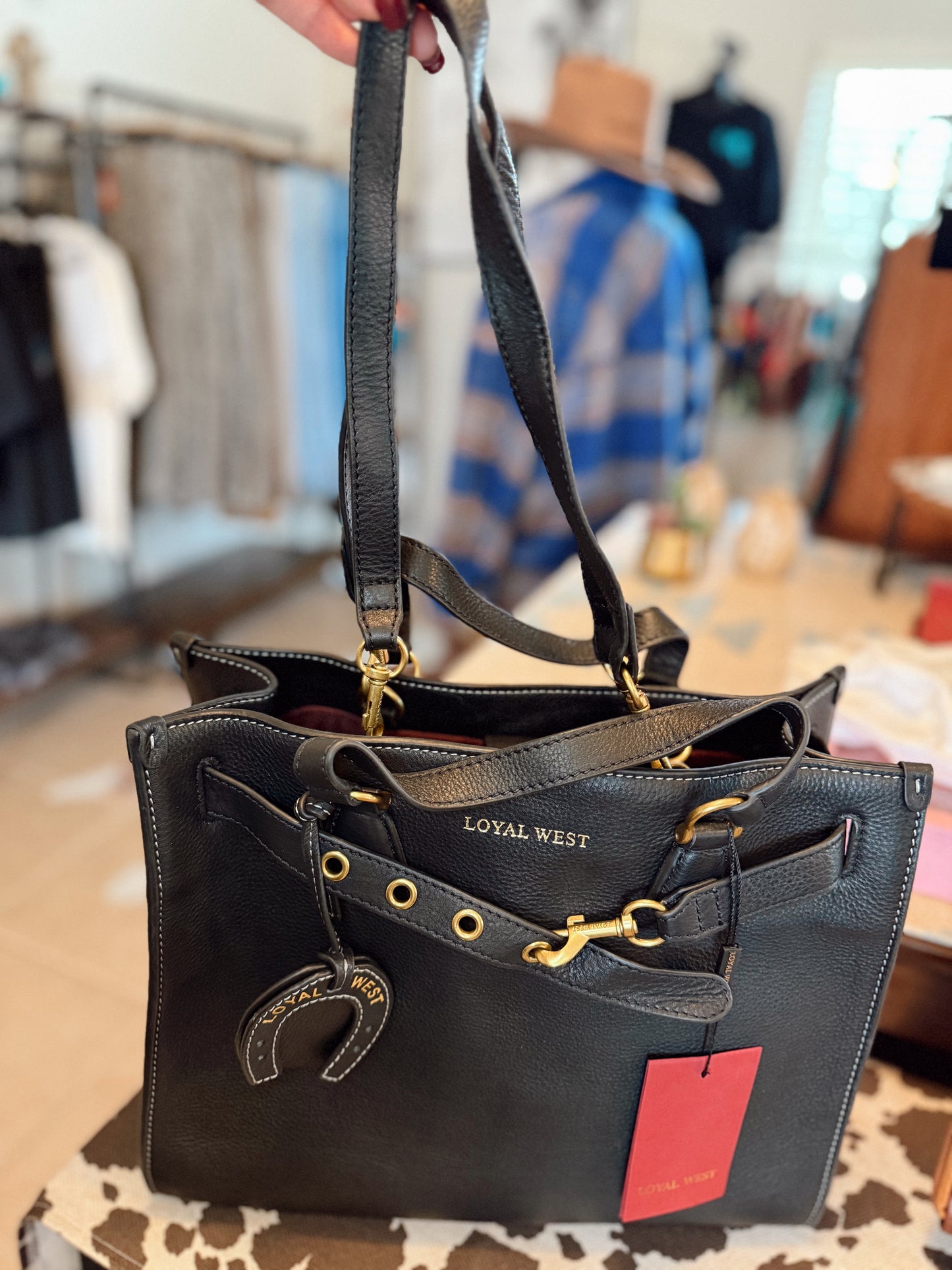 Loyal West Standard Medium Tote Bag in Calfskin Black