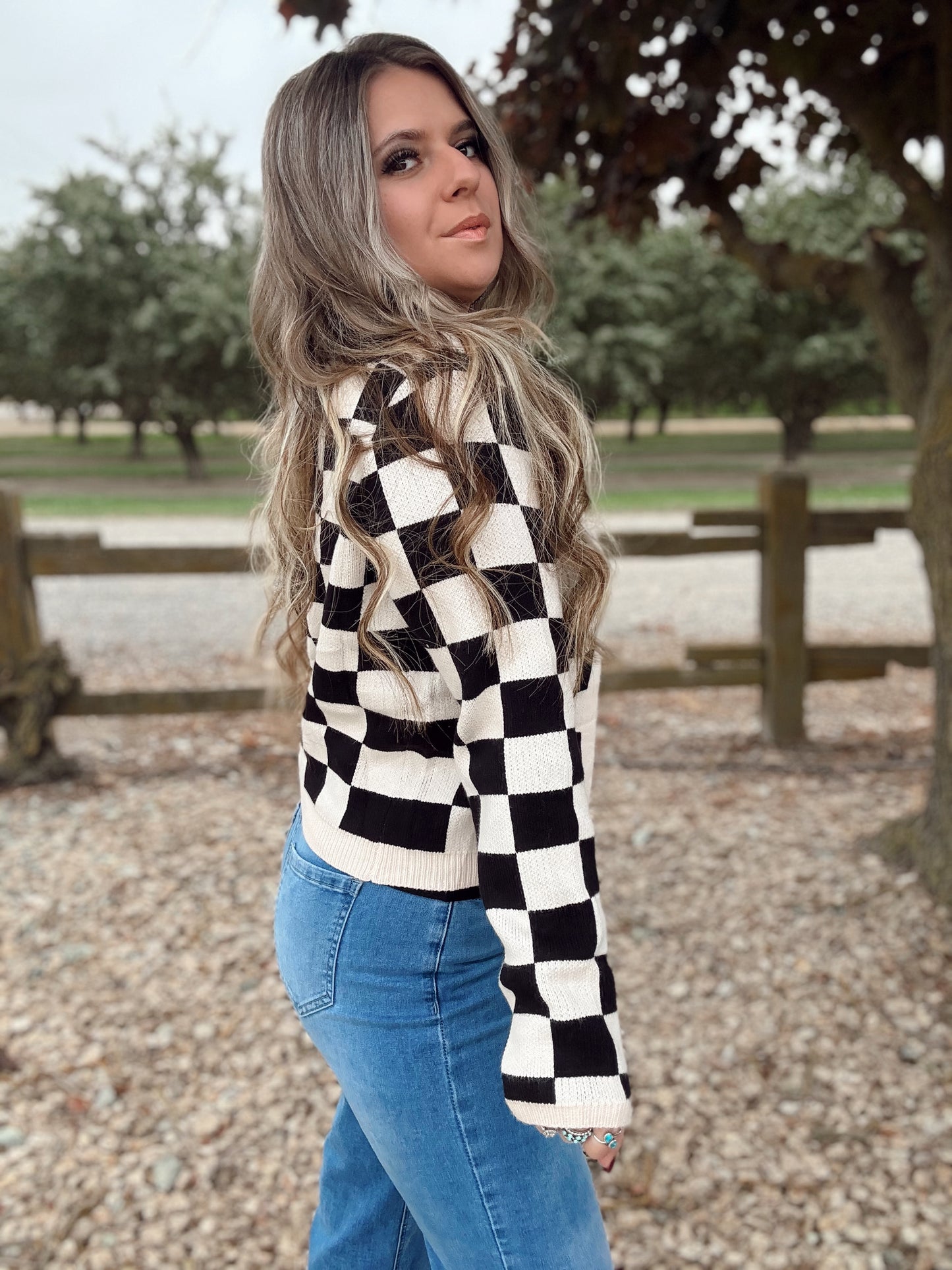 Tie Front Checkered Cardigan