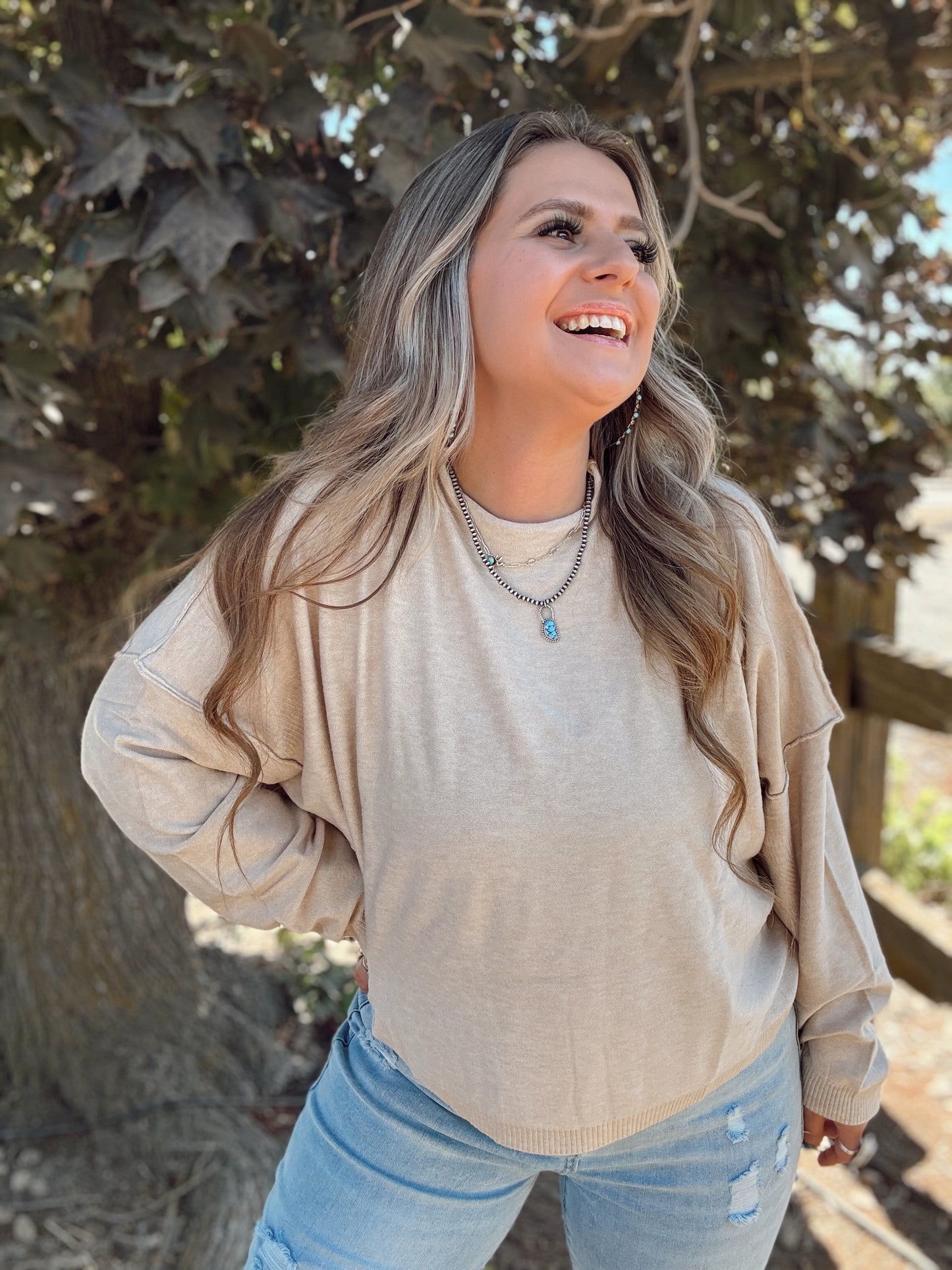 Cozy Nights High Neck Raglan Sleeve Sweater