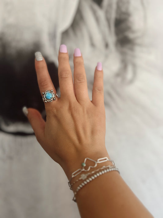 Turquoise Single Stone Ring (Stearling Silver)