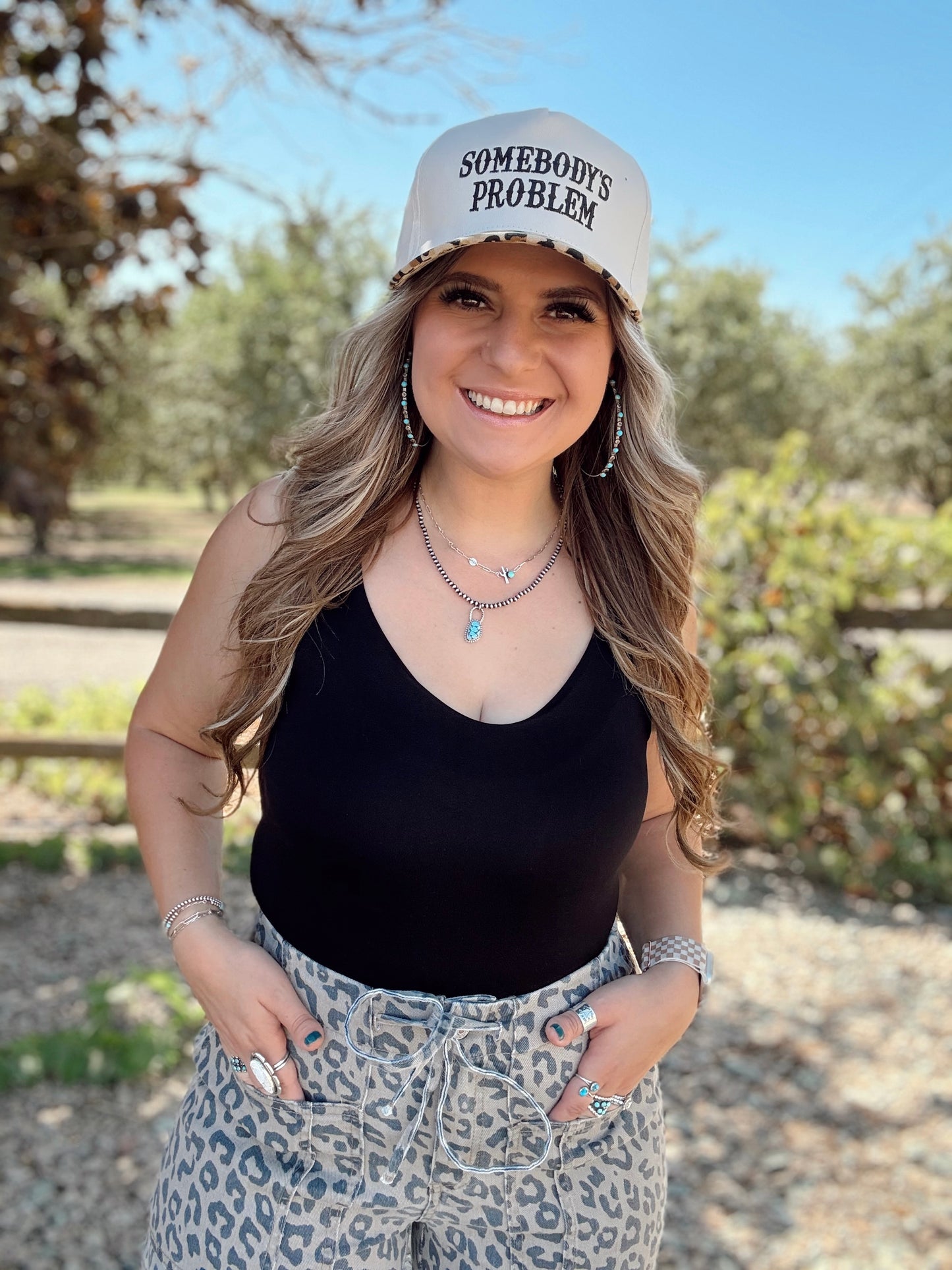 Somebody's Problem Leopard Ball Cap
