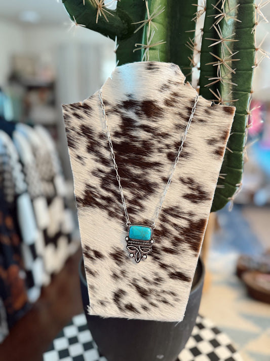 Western Boot Stitch Turquoise Necklace